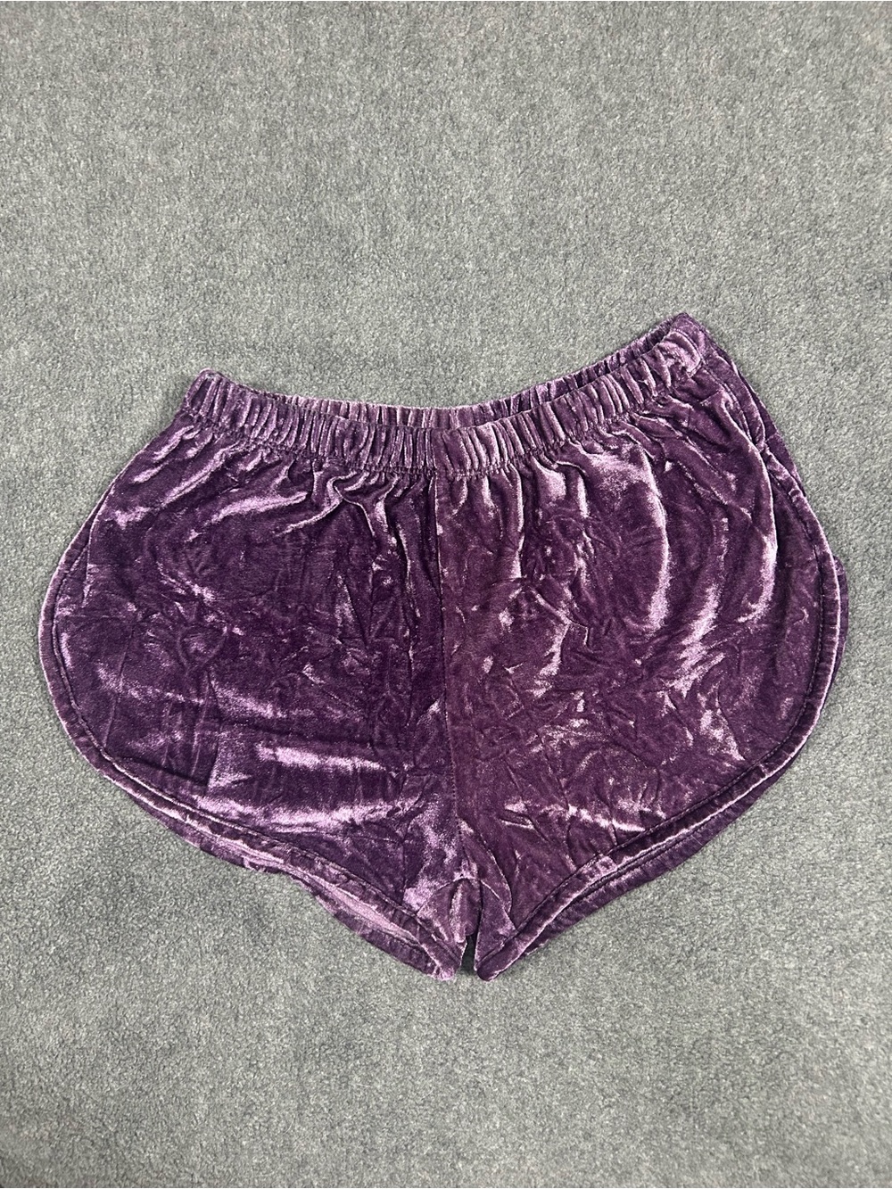 Purple Crushed Velvet Shorts